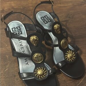 Givenchy Black and Gold Embellished Sandals